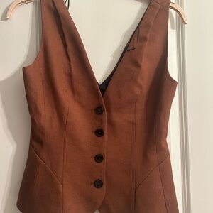 Zara Copper Linen Blend Vest